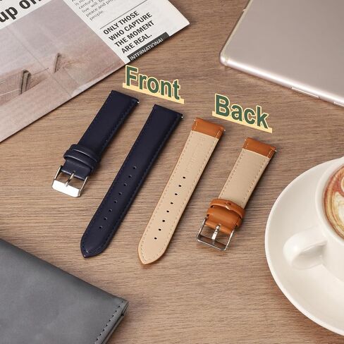 uxcell Leather Watch Bands for Men and Women, Quick Release Watch Strap Replacement, 10mm 12mm 14mm 16mm 18mm 20mm 22mm 24mm Flat Thin Elegant Leather Strap with Tools in Saudi Arabia