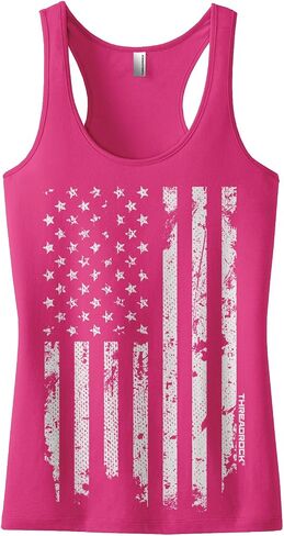 Threadrock Women's White American Flag Racerback Tank Top in Saudi Arabia