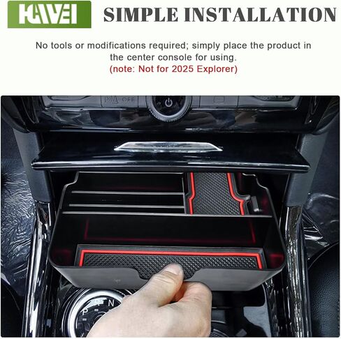 Front Center Console Organizer Compatible with Ford Explorer 2020 2021 2022 2023 2024 Interior Accessories, Middle Armrest Storage Box Compartment Divides Insert Tray (Not Fit 2025), Red in Saudi Arabia