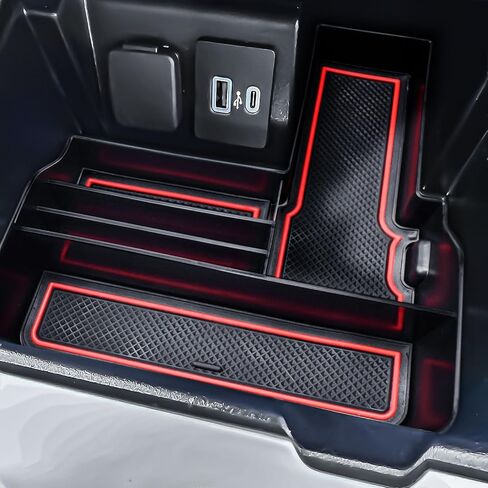 Front Center Console Organizer Compatible with Ford Explorer 2020 2021 2022 2023 2024 Interior Accessories, Middle Armrest Storage Box Compartment Divides Insert Tray (Not Fit 2025), Red in Saudi Arabia