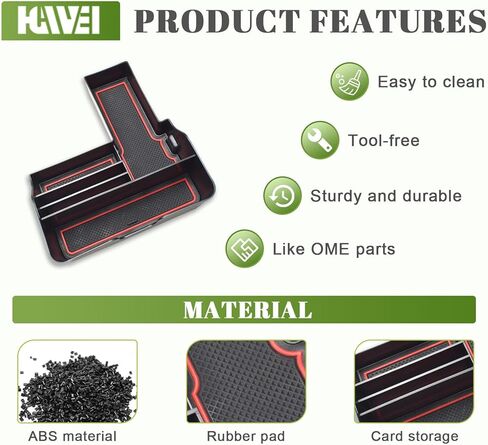 Front Center Console Organizer Compatible with Ford Explorer 2020 2021 2022 2023 2024 Interior Accessories, Middle Armrest Storage Box Compartment Divides Insert Tray (Not Fit 2025), Red in Saudi Arabia