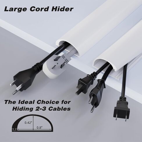 39" Silicone Cord Hider for Wall Mount TV,Self-Adhesive Cable Hider for 1 Cord(1/4" Diameter),Cable Management Under Desk,Cord Organizer,Cable Raceway Home & Office Trim,Cord Concealer Channel,White in Saudi Arabia