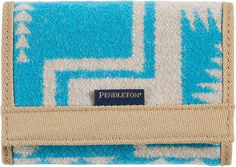 محفظة Pendleton ثلاثية الطي مع حماية RFID، نمط صوف مع زخرفة جلدية، 3 × 4.5 بوصة (فيروزي) in Kuwait
