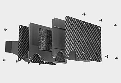 Real Carbon Fiber Minimalist RFID Blocking Card Wallet Holder Metal Men's Wallet with Money Clip (Black) in Saudi Arabia