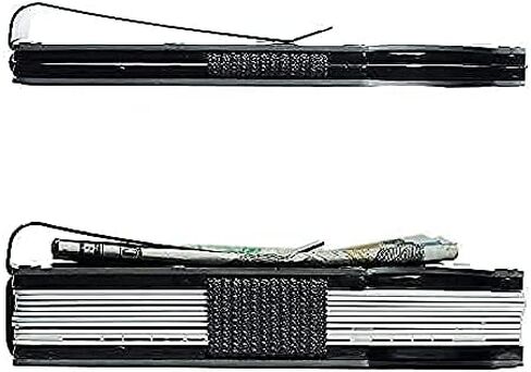 Real Carbon Fiber Minimalist RFID Blocking Card Wallet Holder Metal Men's Wallet with Money Clip (Black) in Saudi Arabia