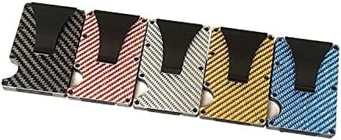 Real Carbon Fiber Minimalist RFID Blocking Card Wallet Holder Metal Men's Wallet with Money Clip (Black) in Saudi Arabia