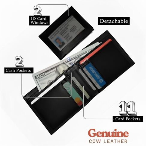 Men's Classic Genuine Leather Bifold Wallet, Black (Black) in Saudi Arabia