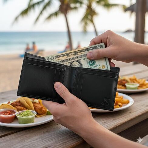 Men's Classic Genuine Leather Bifold Wallet, Black (Black) in Saudi Arabia