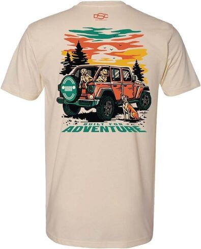 Jeep Mens Built for Adventure Dogs Vintage Logo Super Soft Cotton Khaki T-Shirt in Saudi Arabia