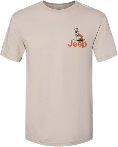 Jeep Mens Built for Adventure Dogs Vintage Logo Super Soft Cotton Khaki T-Shirt in Saudi Arabia