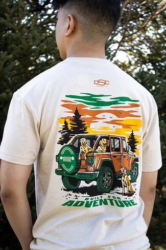 Jeep Mens Built for Adventure Dogs Vintage Logo Super Soft Cotton Khaki T-Shirt in Saudi Arabia