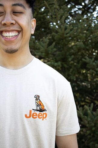 Jeep Mens Built for Adventure Dogs Vintage Logo Super Soft Cotton Khaki T-Shirt in Saudi Arabia