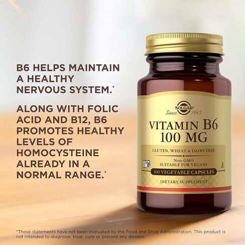 كبسولات نباتية فيتامين ب6 من سولجار، 100 مجم، 100 كبسولة in Kuwait