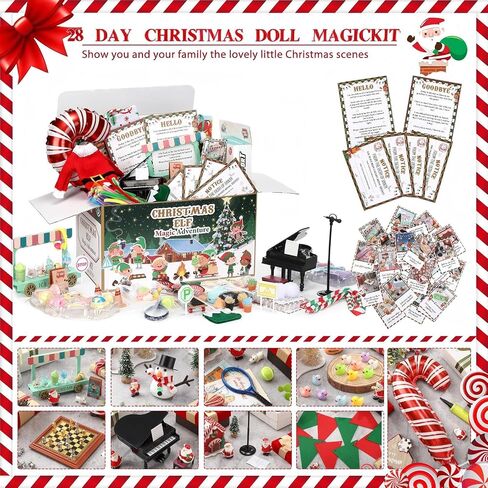 طقم قزم عيد الميلاد لمدة 28 يومًا، هدايا عشاق قزم عيد الميلاد والعد التنازلي لعيد الميلاد لعام 2024، وبطاقات قزم ودعائم وإكسسوارات مع صندوق هدايا لتزيين العطلات، وهدايا حفلات عيد الميلاد. in Kuwait