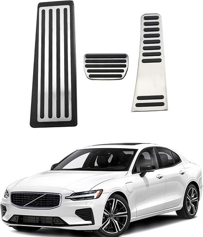 Pedal Covers for Volvo S60 MK3 2020-2025, Stainless Steel Anti-Slip Accelerator, Brake and Dead Pedal Cover Set, No Drill Required Easy Installation in Saudi Arabia
