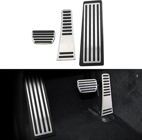 Pedal Covers for Volvo S60 MK3 2020-2025, Stainless Steel Anti-Slip Accelerator, Brake and Dead Pedal Cover Set, No Drill Required Easy Installation in Saudi Arabia