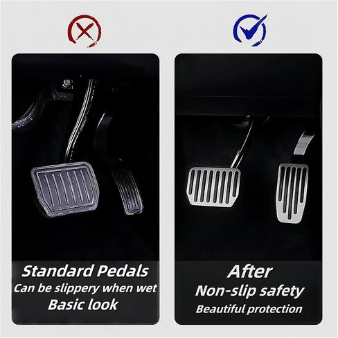 Pedal Covers for Volvo S60 MK3 2020-2025, Stainless Steel Anti-Slip Accelerator, Brake and Dead Pedal Cover Set, No Drill Required Easy Installation in Saudi Arabia