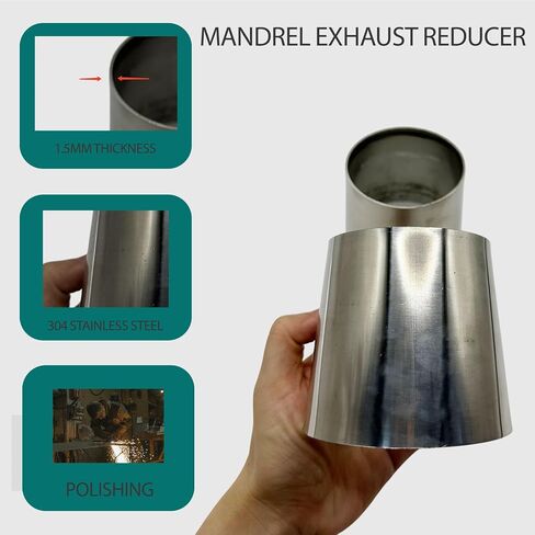 Chrome Silver SS304 Stainless Steel Adapter Connector Exhaust Mandrel Bend Elbow Pipe Concentric Reducer for Car Industrial Piping 2pcs (3 inch to 3.5 inch OD) in Kuwait