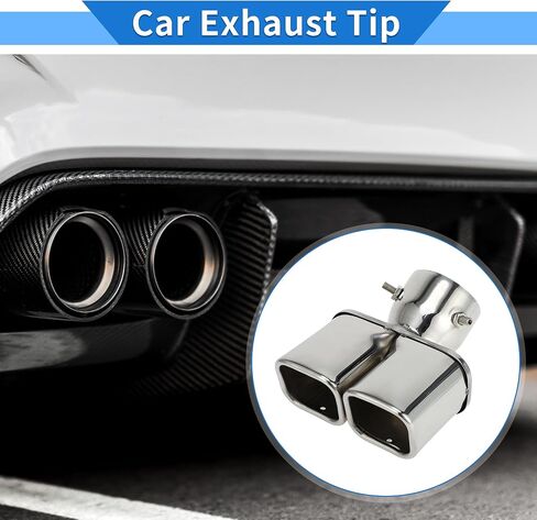 1 Pc Square Curved Slant Cut Dual Exhaust Tip for Toyota Land Cruiser Prado GDJ/TRJ150 Series 3.0" Inlet 7.1" Length Stainless Steel Black Rear in Saudi Arabia
