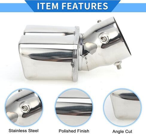 1 Pc Square Curved Slant Cut Dual Exhaust Tip for Toyota Land Cruiser Prado GDJ/TRJ150 Series 3.0" Inlet 7.1" Length Stainless Steel Black Rear in Saudi Arabia