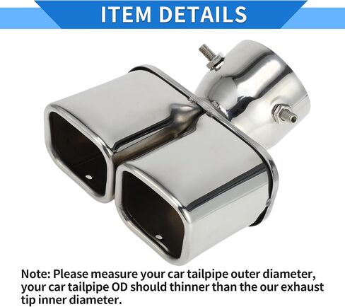 1 Pc Square Curved Slant Cut Dual Exhaust Tip for Toyota Land Cruiser Prado GDJ/TRJ150 Series 3.0" Inlet 7.1" Length Stainless Steel Black Rear in Saudi Arabia