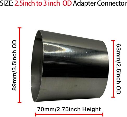 Chrome Silver SS304 Stainless Steel Adapter Connector Exhaust Mandrel Bend Elbow Pipe Concentric Reducer for Car Industrial Piping 2pcs (3 inch to 3.5 inch OD) in Kuwait
