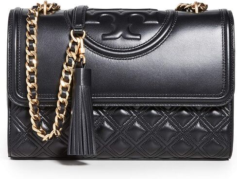Tory Burch 76997 Fleming Black With Silver Hardware Leather Women's Convertible Shoulder Bag in Saudi Arabia