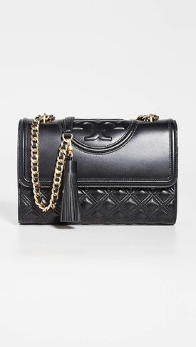 Tory Burch 76997 Fleming Black With Silver Hardware Leather Women's Convertible Shoulder Bag in Saudi Arabia