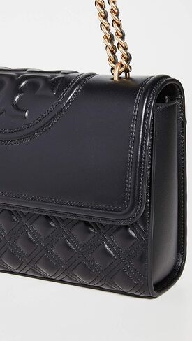 Tory Burch 76997 Fleming Black With Silver Hardware Leather Women's Convertible Shoulder Bag in Saudi Arabia