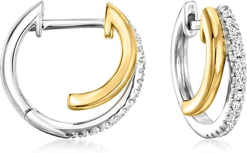 Ross-Simons 0.10 ct. t.w. Diamond Double-Hoop Earrings in 2-Tone Sterling Silver in Saudi Arabia