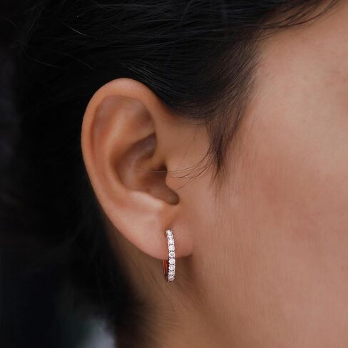 أقراط هوجي هوب للنساء مع مختبر دائري مكون من أقراط غضروف مويسانيتي أنيقة في مجوهرات مطلية بالذهب عيار 18 قيراط هدية لها in Kuwait