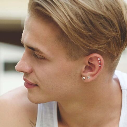 Stainless Steel Stud Earrings for Women & Men 15 Pairs Earrings Tiny Stud Earring Simple Polished Ball Studs Jewelry in Saudi Arabia