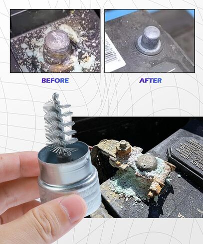 2PCS Battery Terminal Cleaner,Car Accessories Metal Vehicle Battery Post Cleaner Bristle Tool,Battery Terminal Cleaning Brush for Cleaning Top/Side Post and Terminal Connector,Fit for Car,SUV in Kuwait