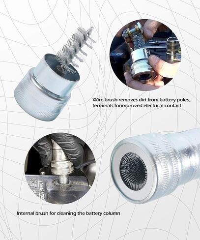 2PCS Battery Terminal Cleaner,Car Accessories Metal Vehicle Battery Post Cleaner Bristle Tool,Battery Terminal Cleaning Brush for Cleaning Top/Side Post and Terminal Connector,Fit for Car,SUV in Kuwait