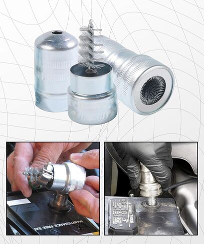 2PCS Battery Terminal Cleaner,Car Accessories Metal Vehicle Battery Post Cleaner Bristle Tool,Battery Terminal Cleaning Brush for Cleaning Top/Side Post and Terminal Connector,Fit for Car,SUV in Kuwait