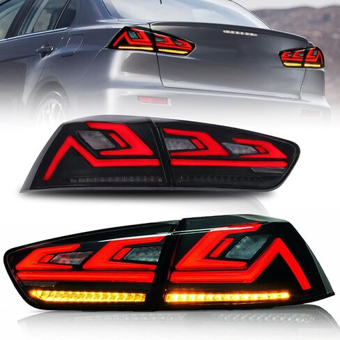 Taillight Assembly Compatible for 2008-2017 Mitsubishi Lancer EX EVO X Smoke Rear Lamp with Start Up Animation Red Brake light Sequential Turn Signal Running light in Saudi Arabia