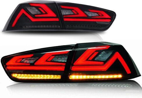 Taillight Assembly Compatible for 2008-2017 Mitsubishi Lancer EX EVO X Smoke Rear Lamp with Start Up Animation Red Brake light Sequential Turn Signal Running light in Saudi Arabia