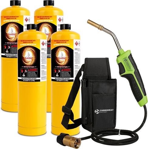 Propane Brazing Torch Kit with Holster Mapp Map Gas Torch Gun Head 5 ft Long Hose Trigger Start Propane Torch Head with Igniter Soldering Torch Gun for Welding Turbo Flame Blow Torch Torches in Saudi Arabia
