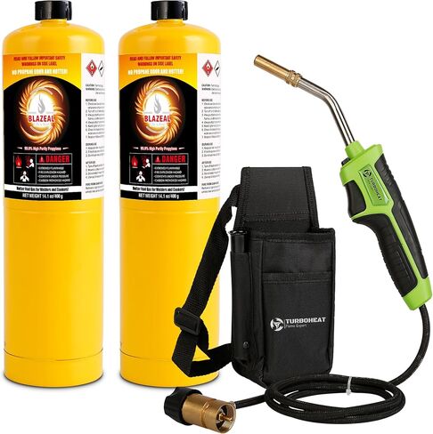 Propane Brazing Torch Kit with Holster Mapp Map Gas Torch Gun Head 5 ft Long Hose Trigger Start Propane Torch Head with Igniter Soldering Torch Gun for Welding Turbo Flame Blow Torch Torches in Saudi Arabia