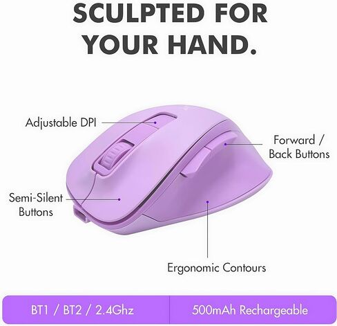 X9 Wireless Ergonomic Keyboard and Mouse Combo - Type Comfortably Longer - Ergo Split Keyboard with Soft Wrist Rest for PC, Mac, iOS, Android, Bluetooth/2.4G Rechargeable, Multi-Device - Purple in Kuwait