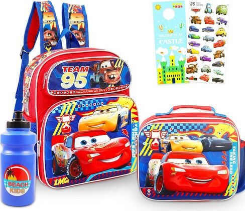 Disney Cars Mini Backpack with Lunch Box for Kids - Bundle with Pixar 12" School Bag, Lunch Box, Stickers, More | Pixar Cars School Supplies for Boys in Saudi Arabia