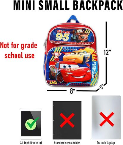 Disney Cars Mini Backpack with Lunch Box for Kids - Bundle with Pixar 12" School Bag, Lunch Box, Stickers, More | Pixar Cars School Supplies for Boys in Saudi Arabia