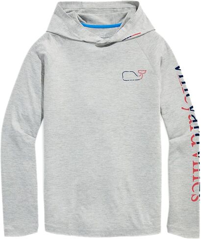 vineyard vines Men's On-The-go Whale Outline Long-Sleeve Harbor Performance Hoodie Tee in Saudi Arabia