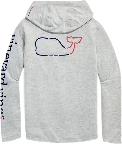 vineyard vines Men's On-The-go Whale Outline Long-Sleeve Harbor Performance Hoodie Tee in Saudi Arabia