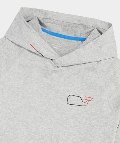 vineyard vines Men's On-The-go Whale Outline Long-Sleeve Harbor Performance Hoodie Tee in Saudi Arabia