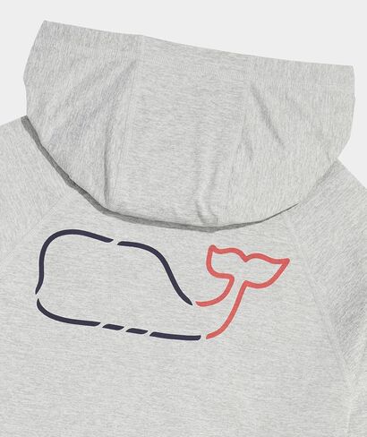 vineyard vines Men's On-The-go Whale Outline Long-Sleeve Harbor Performance Hoodie Tee in Saudi Arabia