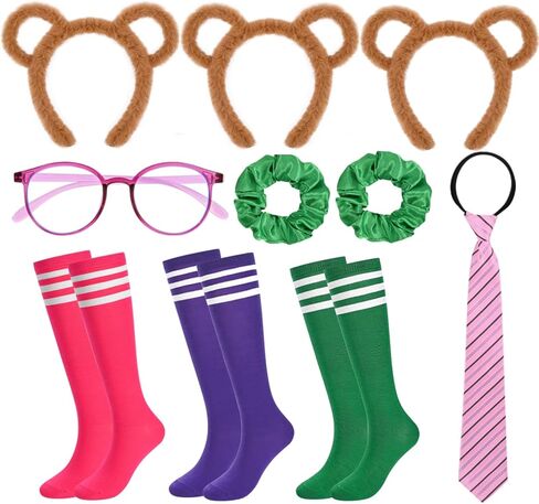 10 قطع من أزياء السنجاب تتضمن عصابات رأس السنجاب وجوارب للركبة ونظارات وربطة عنق وأربطة شعر للنساء في ملابس فريق الهالوين in Kuwait