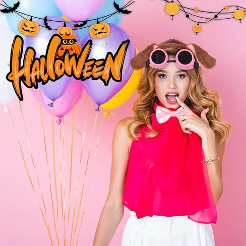 5 Pcs Brown Dog Ears Headband Tail Pink Steampunk Goggles Bow Tie Pink Backpack Halloween Dog Costume for Adult Women Cosplay Party Supplies Halloween Costume Accessories in Saudi Arabia