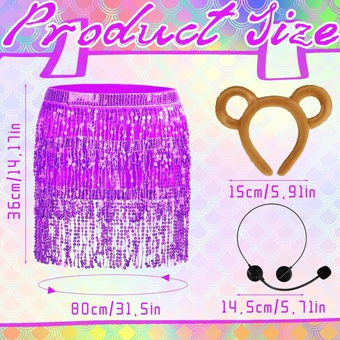 Halloween Chipmunks Costumes Set Chipmunk Ears Headband Sequin Skirt Fake Singer Microphone Halloween Animal Cosplay in Kuwait