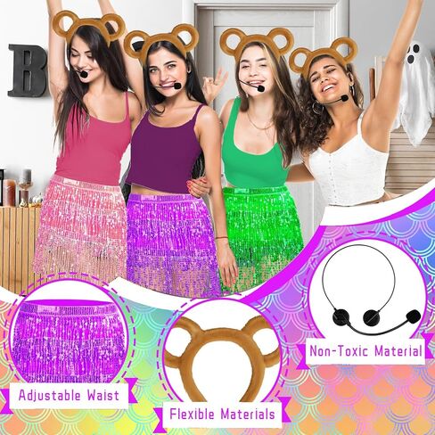 Halloween Chipmunks Costumes Set Chipmunk Ears Headband Sequin Skirt Fake Singer Microphone Halloween Animal Cosplay in Kuwait